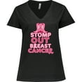 thumbnail image 3 of Inktastic Stomp Out Breast Cancer with Pink Cowgirl Boots Women's Plus Size V-Neck T-Shirt, 3 of 5