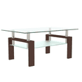 thumbnail image 5 of Tcbosik Rectangle Coffee Table with Glass Top and Metal Legs, 38.6" Cocktail Table with Open Shelf, 2-Tier Center Table for Living Room, Easy Assembly, Walnut, 5 of 8