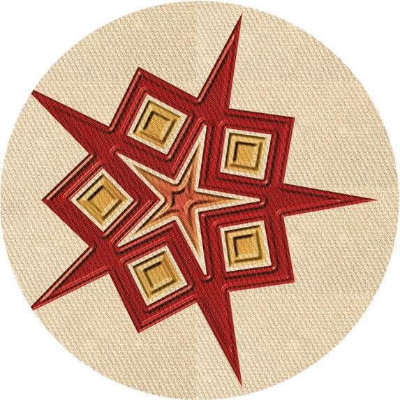 Ahgly Company Indoor Round Patterned Papaya Orange Area Rugs, 5' Round