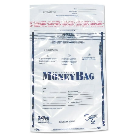 SecurIT Tamper-Evident Deposit Bag Plastic, 9 x 12, Clear, 100/Pack