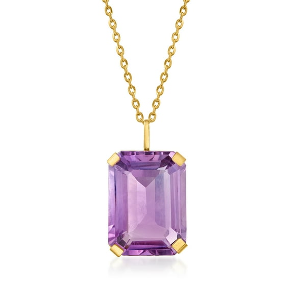 Ross-Simons 10.00 Carat Amethyst Pendant Necklace in 14kt Yellow Gold, Women's, Adult