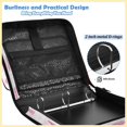 thumbnail image 4 of Zipper Binder with Shoulder Strap 2 inch 3 Ring Waterproof File Folder Organizer Bag 500 Sheet Pink Butterfly Knot and Flowers, 4 of 8