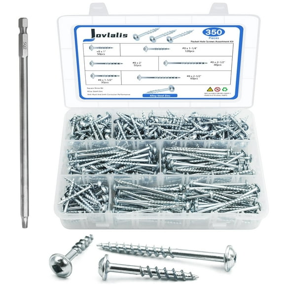 Kit surtido de tornillos de bolsillo, 350 piezas, #8 x 1-6 pulgadas, Jovlalis