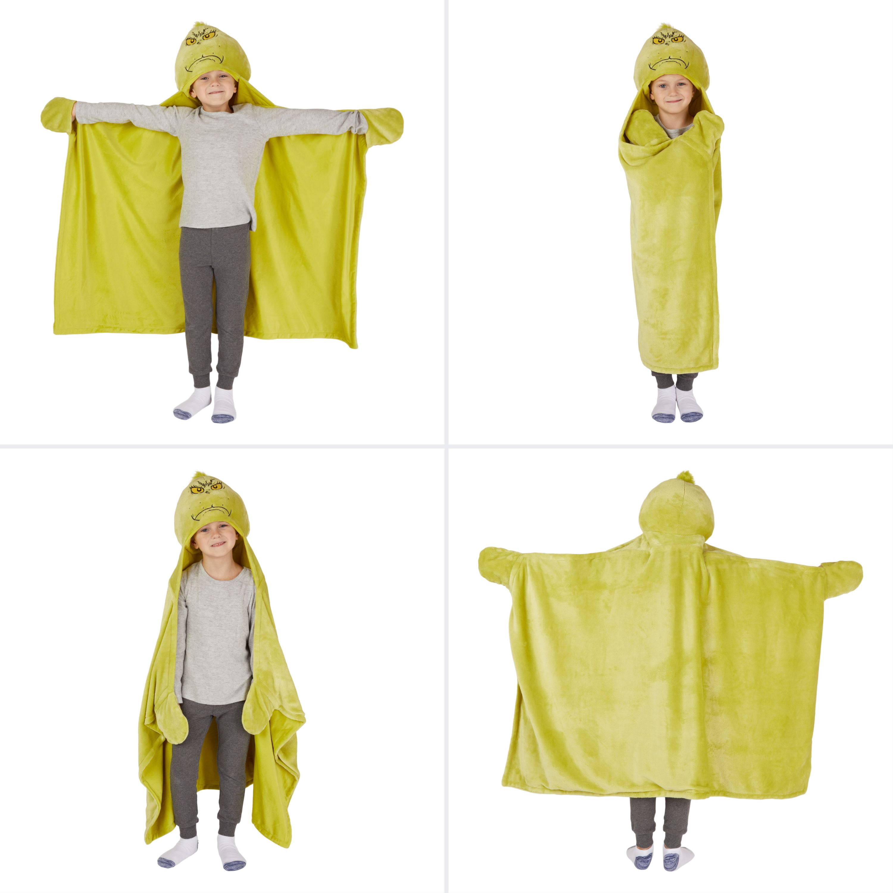 Grinch Kids Holiday Character Hooded Throw, 40” x 50”