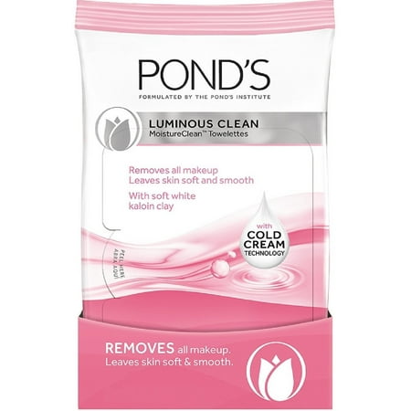 4 Pack - POND'S lumineux Nettoyer l'humidité Nettoyer Towelettes avec la technologie Cold Cream 28 Chaque