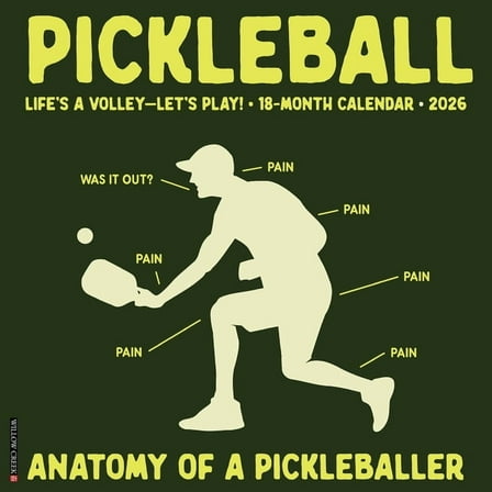 Pickleball 2026 Wall Calendar, (Paperback)