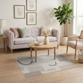 thumbnail image 3 of ODIKA 4'x6' Ivory Natural Contemporary Geometric Washable Area Rug Modern Minimalist Shapes with Curved for Dorm Room, Small Living Stain Resistant Low Profile, Easy Care, 3 of 7