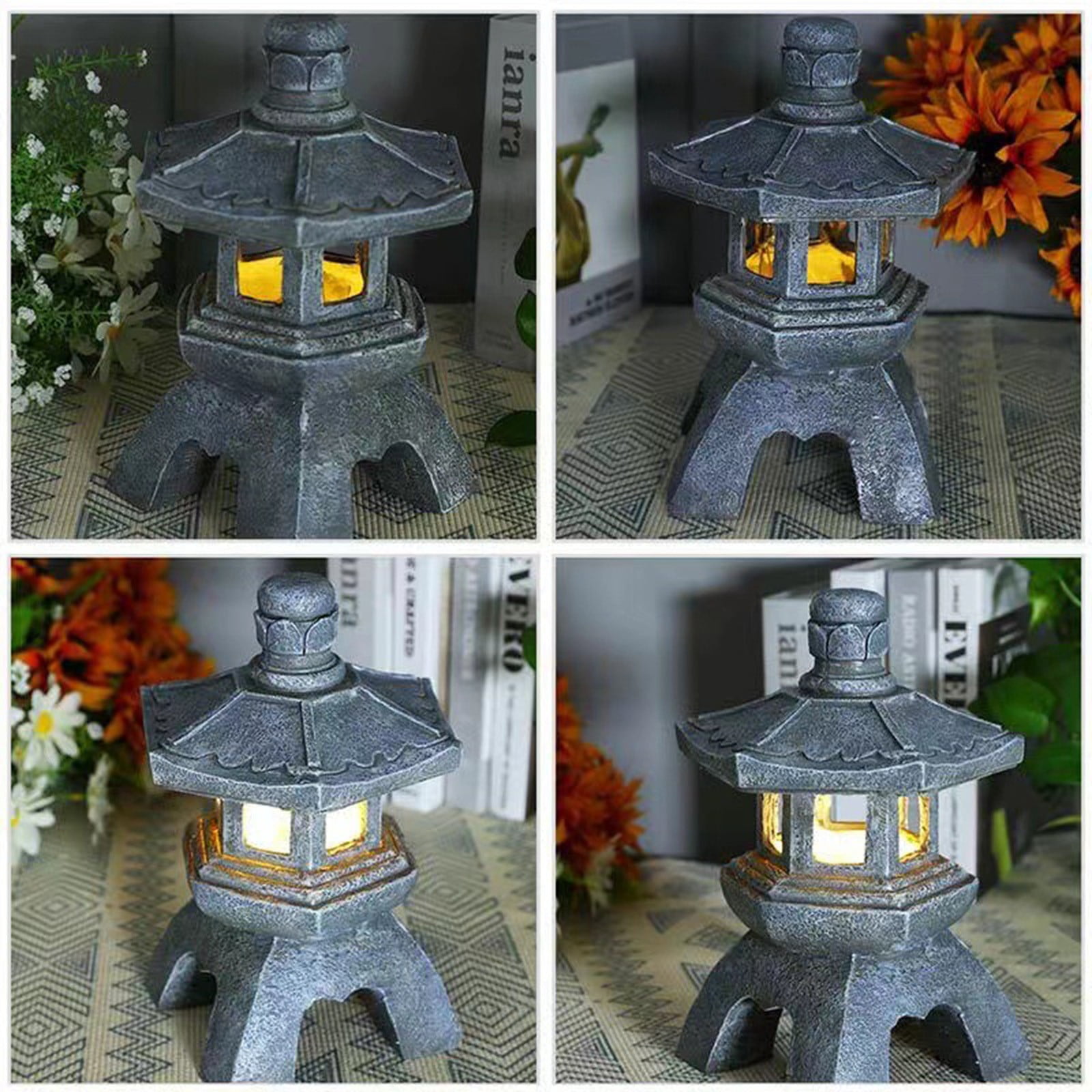 Harpi Solar Garden Lights - Pagoda Garden Statues Outdoor Decor, Solar Powered Statue Lights, Yard Art Sculptures, Zen Landscape Lighting, Asian Decor for Backyard, Gifts for Women Mom