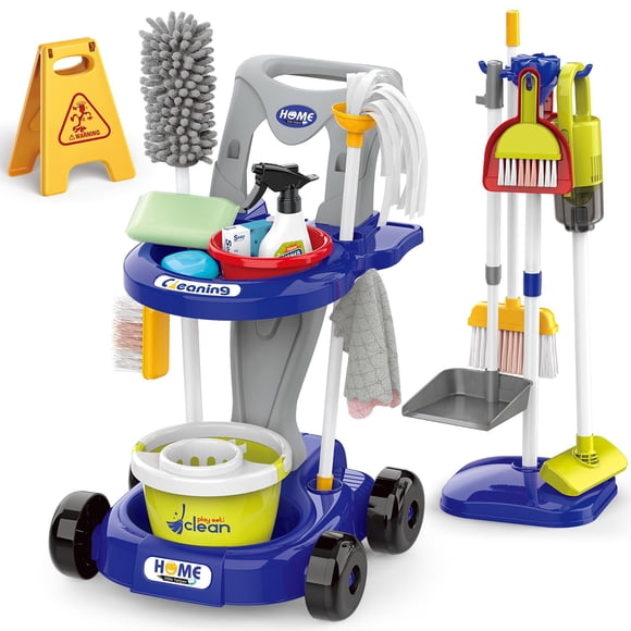 Juego de juguetes de limpieza zaddgiuuy para niños pequeños con aspiradora, 29 piezas, azul