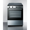 24" wide smooth top electric range in slide-in style, with stainless steel manifold, storage drawer, and large oven window