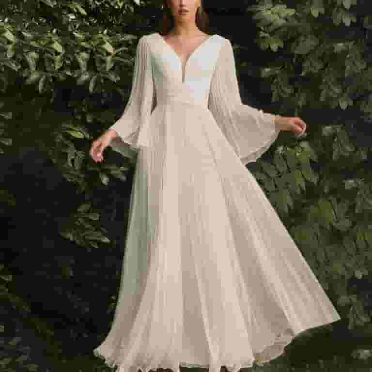 Lace Dress Long Sleeve Wrap Wedding Dress Ivory Lace Long Sleeve