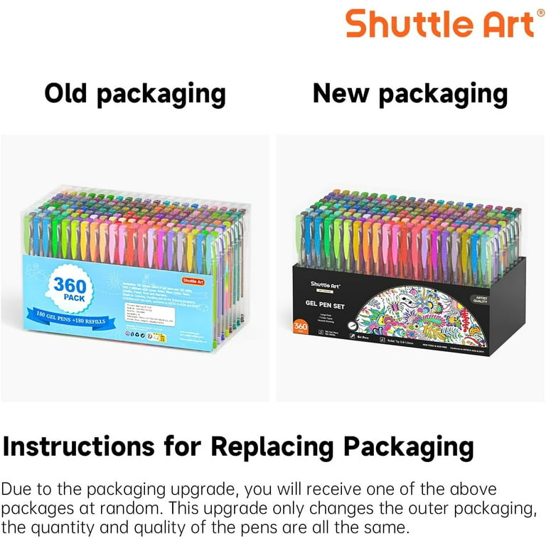 Pack De 360 Stylos Gel - 180 Couleurs + 180 Recharges - Set Géant Pour Coloriage