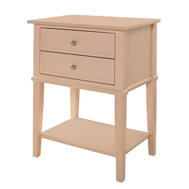 Ameriwood Home Franklin Accent Table with 2 Drawers in Pink