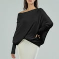 thumbnail image 7 of Sweaters For Women Asymmetric Draped Jumper Long Batwing Sleeve Off The Shoulder Slouchy Knit Pullover L Womens Sweaters, 7 of 7