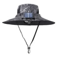 thumbnail image 5 of Eoperou Men Fisherman Hat with Solar Fan Large Brim Windproof Strap USB Charging Anti-UV Sunscreen Quick Dry Great Breathability Outdoor Fishing Camping Travel Cap, 5 of 8