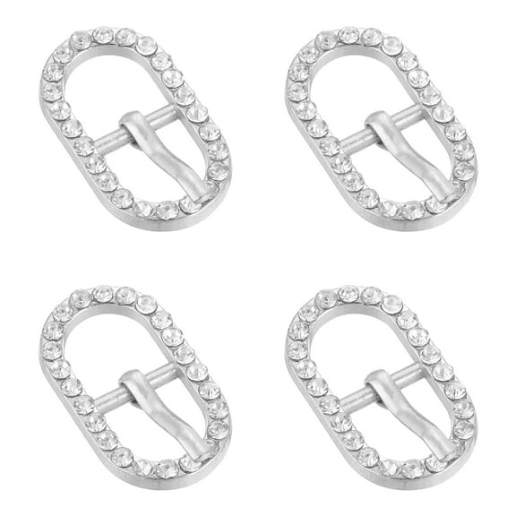 4Pack Rhinestone Roller Buckles, 8.5mm Single Prong Belt Strap Adjuster, 8.5x13x23mm, Silver