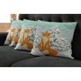 thumbnail image 2 of Ambesonne Fox Throw Pillow Cover 4 Pack, Red Fox Winter Forest Xmas, 16", Almond Green Orange, 2 of 6