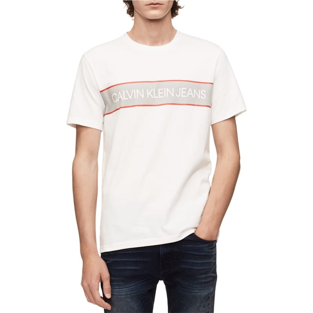 Calvin Klein Logo Box Camiseta gráfica para hombre, blanco, pequeño Calvin Klein Camiseta gráfica