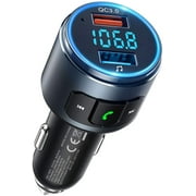 FM Transmitter for Car Bluetooth 5.0, VT Tele FL QC3.0 Bluetooth Car Radio Adapter with LED Backlit, 2 USB Ports Fast