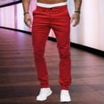 thumbnail image 2 of Lohuatrd Men Pants Mid Waist Zipper Button Closure Thin Pockets Solid Color Slim Fit Soft Breathable Casual Ankle Length Pencil Pants, 2 of 8
