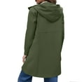 thumbnail image 2 of Women's Long Packable Raincoat Waterproof Rain Jacket Lightweight Outdoor Windbreaker with Hood Army Green,XXL, 2 of 6