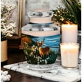 thumbnail image 3 of Deer Urn for Ashes Mom, Decorative Funeral Urn For Dad - Deer Theme Cremation & Memorial Sharing Urns for Ashes with Lid - 10inch, Large - 1Pcs, 3 of 6