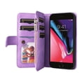 thumbnail image 3 of Multifunctional Case for iPhone 7, iPhone 8, iPhone SE 2020 & SE 2022,[RFID Blocking] 9 Credit Cards Holder with Wrist Strap, Premium PU Leather Zipper Wallet Purse Magnetic Flip Phone Cover, Purple, 3 of 12