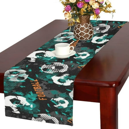 

MYPOP Football Pattern Cotton Linen Table Runner 16x72 Inches