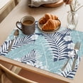 thumbnail image 3 of Blue Palm Tree Placemats Set of 2 Summer Tropical Plants Botanical Floral Place Mats Indoor Wipeable Table Mats Washable Cloth Dining Table Placemats for Kitchen Holiday Party Home Decor 13x19 Inch, 3 of 9
