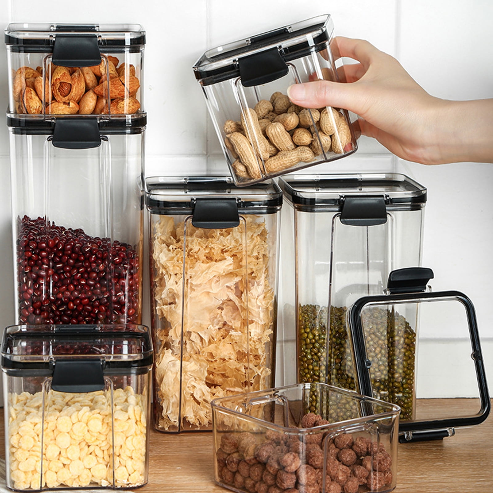 Windfall Canisters For Kitchen Counter, Airtight Canisters, Food Storage  Containers With Lids,Moisture proof Stackable Transparent Sealed Food  Storage ...