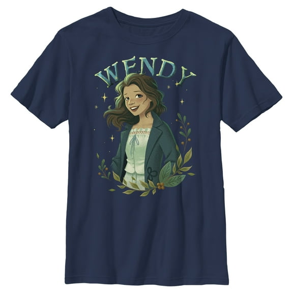 Boy's Peter Pan & Wendy Wendy Portrait  Graphic Tee Navy Blue Medium