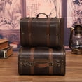 thumbnail image 6 of vintage Suitcase Wood Leather Finished Antique Storage Box Decorative Luggage for Photography Props Home Decoration, 6 of 7