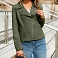 thumbnail image 2 of jtjvou Womens Faux Suede Jackets Long Sleeve Casual Cropped Zipper Biker Moto Jacket Fall Winter Outfits Green XL, 2 of 9