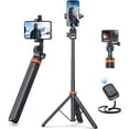 thumbnail image 2 of El más nuevo soporte para trípode para iPhone, trípode para teléfono EUCOS de 62 pulgadas y palo para selfies con obturador remoto para grabación de video, soporte para trípode para teléfono celular m, 2 of 4