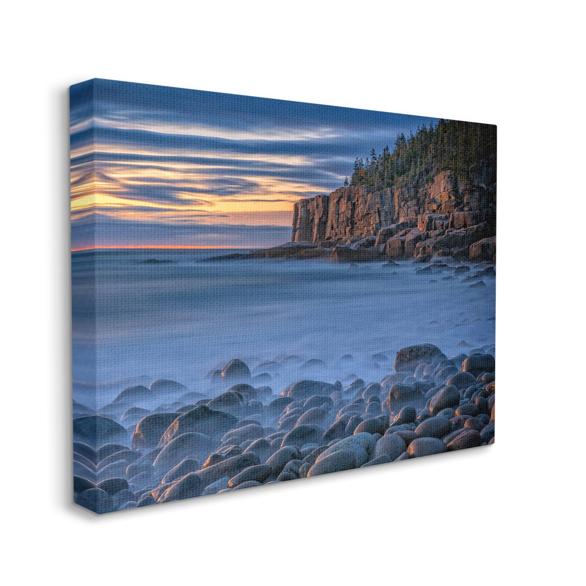 Stupell Foggy Seaside Rocks at Sunset Landscape Photography Gallery Wrapped Canvas Print Wall Art
