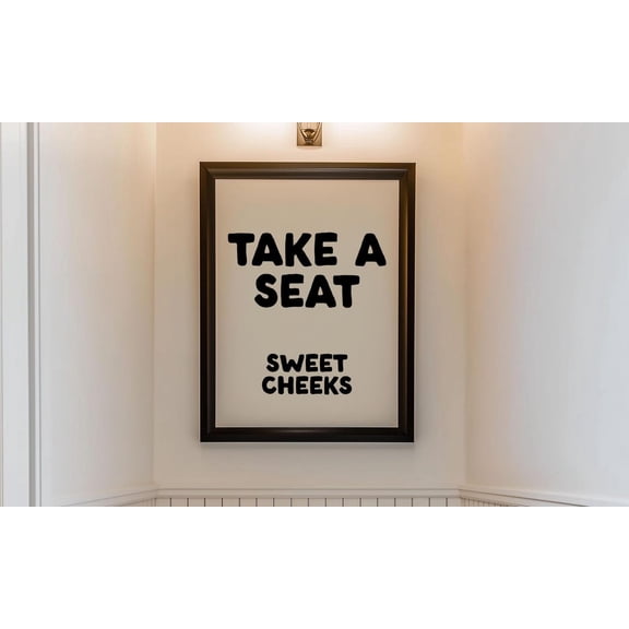 Take A Seat Sweet Cheeks Art Poster, Boho Neutral Bathroom Poster, Typography Poster, Bathroom Art, Black Restroom Decor, Unframed Poster Size 8x12 F03.1.15l421