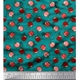 thumbnail image 1 of Soimoi Velvet Fabric Heart,Leaves & Cherry Fruits Printed Fabric 1 Yard 58 Inch Wide, 1 of 3