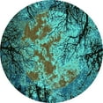 thumbnail image 1 of Ahgly Company Machine Washable Indoor Round Oriental Turquoise Blue Industrial Area Rugs, 4' Round, 1 of 4