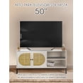 thumbnail image 2 of RED VELVET Mueble para TV Moderno, 2 Puertas con Ratán, 2 Estantes, Color Gris y Negro, Patas Metálicas, 2 of 7