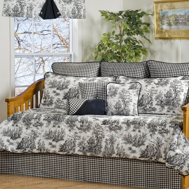 VICTOR MILL Plymouth Black and White Toile 10Piece Cotton Daybed Set