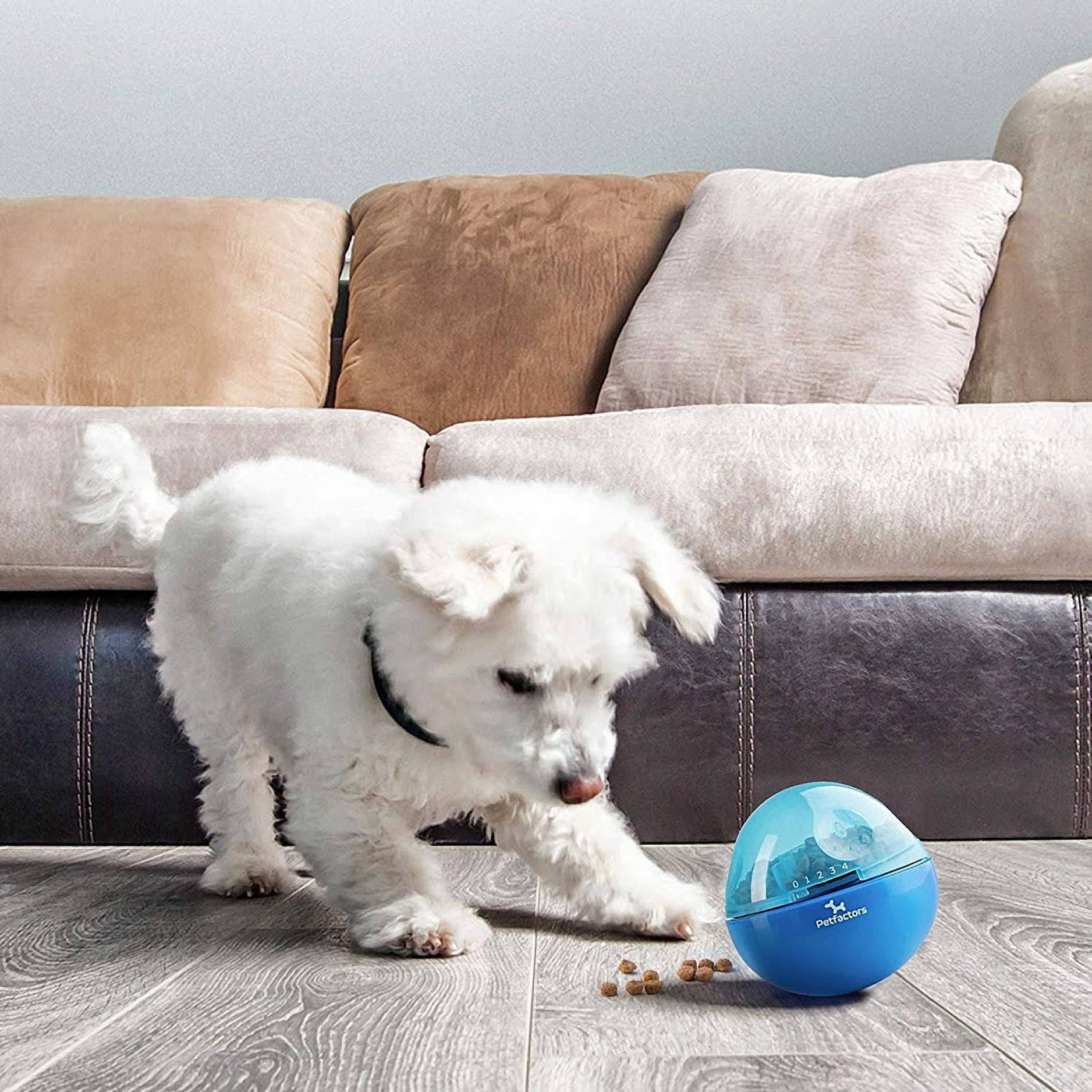 Petfactors Puzzle Treat Ball for Pets, Tumbler Interactive Food Dispensing Ball, Toys for Dogs Cats, Increases IQ and Mental Stimulation (Blue)