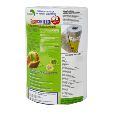 SmartSHIELD -5mm 16"x50ft Reflective Insulation Roll, Foam Core Radiant Barrier, Thermal Insulation Shield - White and Foil Engineered Sheet.