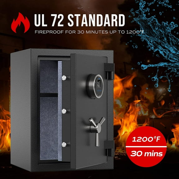 RPNB 1.29 Cubic Feet Home Safe, Biometric Fingerprint, Fireproof  Safe