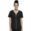 Cherokee Statement Women Medical Scrubs Top Zip Front CK875, XXS, Black