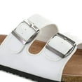 Pennysue Women's Cork Footbed Slide Sandals White Adjustable Buckle