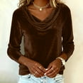 thumbnail image 2 of Meichang Women's Long Sleeve Velvet Top Cowl Neck Loose Fit Soft Casual Dressy Blouse Fall Winter Holiday Party Tunic Shirt, 2 of 10