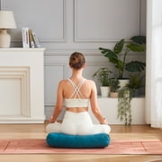 Yoga Meditation Cushion, 25 x 12 Rectangular Bolster with Removable Cover - Teal