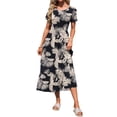 thumbnail image 2 of TARAINYA Summer Dresses for Women Casual Floral Dress Pocketed Flared Hem Midi Beach Sundress, 2 of 8