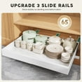 thumbnail image 5 of 2 Pack Pull Out Cabinet Organizers 21"Deep With Raising Pad for Framed Cabinets,Expandable Slide Out Drawers Upgrade 3 Slide Rails,Roll Out Shelves Adhesive,Adjustable Width 15.2"-26.3" White, 5 of 14