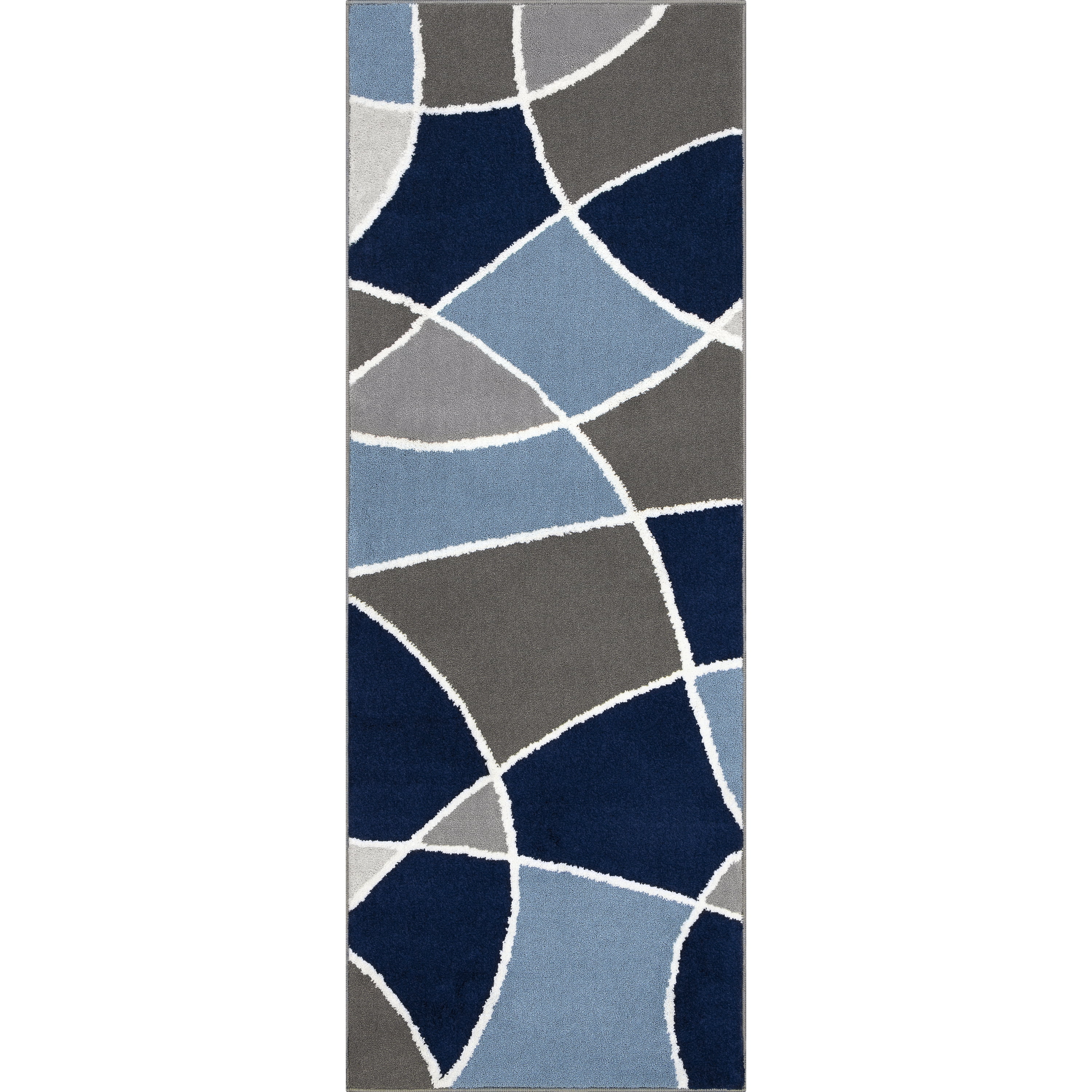 (2 pack) Better Homes & Gardens Indoor Blue Geo Area Rug, 22" x 60"